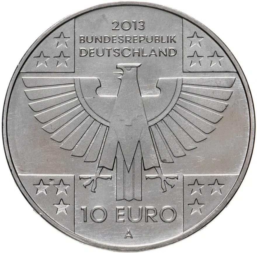 Германия 10 евро (euro) 2013 А 150 лет Красному Кресту медно-никелевый сплав, реверс