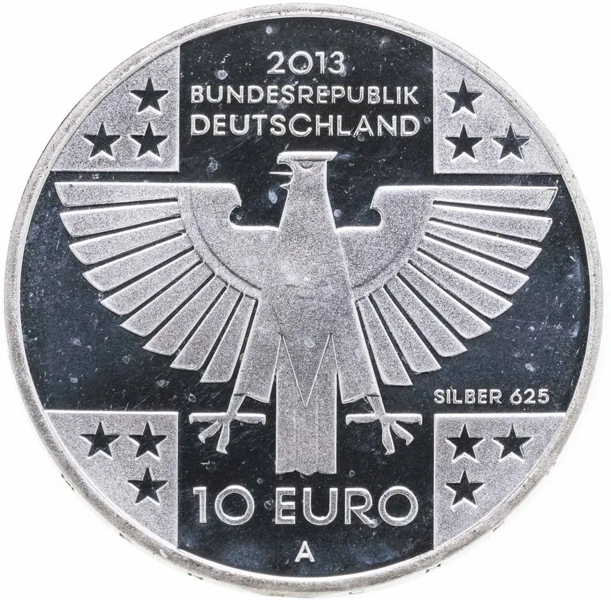 Германия 10 евро (euro) 2013 А 150 лет Красному Кресту, реверс