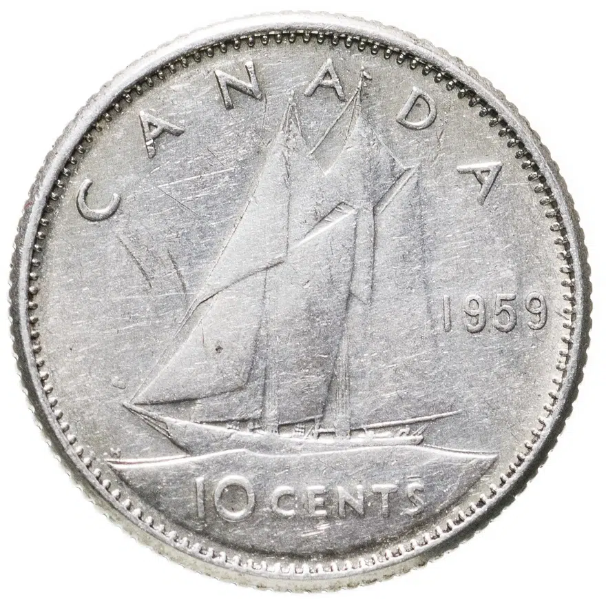 Канада 10 центов (cents) 1959, аверс