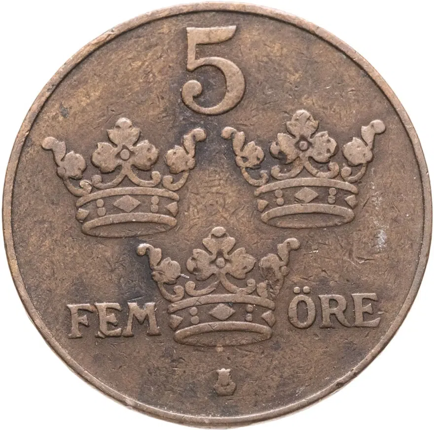 Швеция 5 эре (ore) 1920, аверс