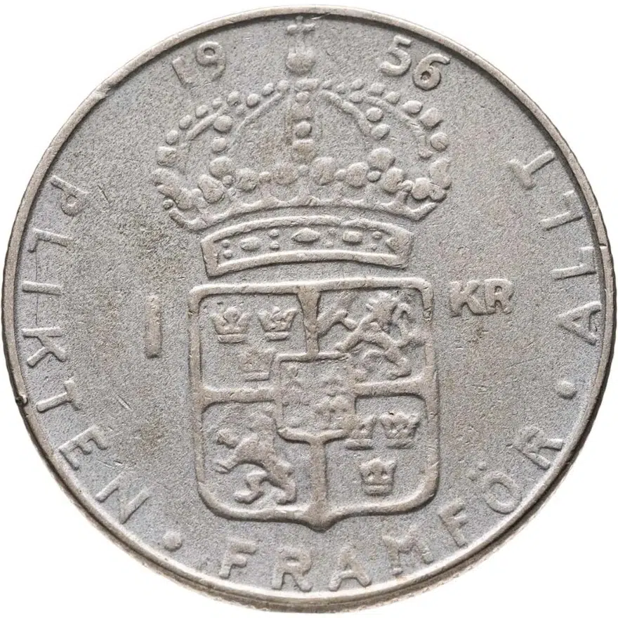 Швеция 1 крона (crown) 1956, реверс