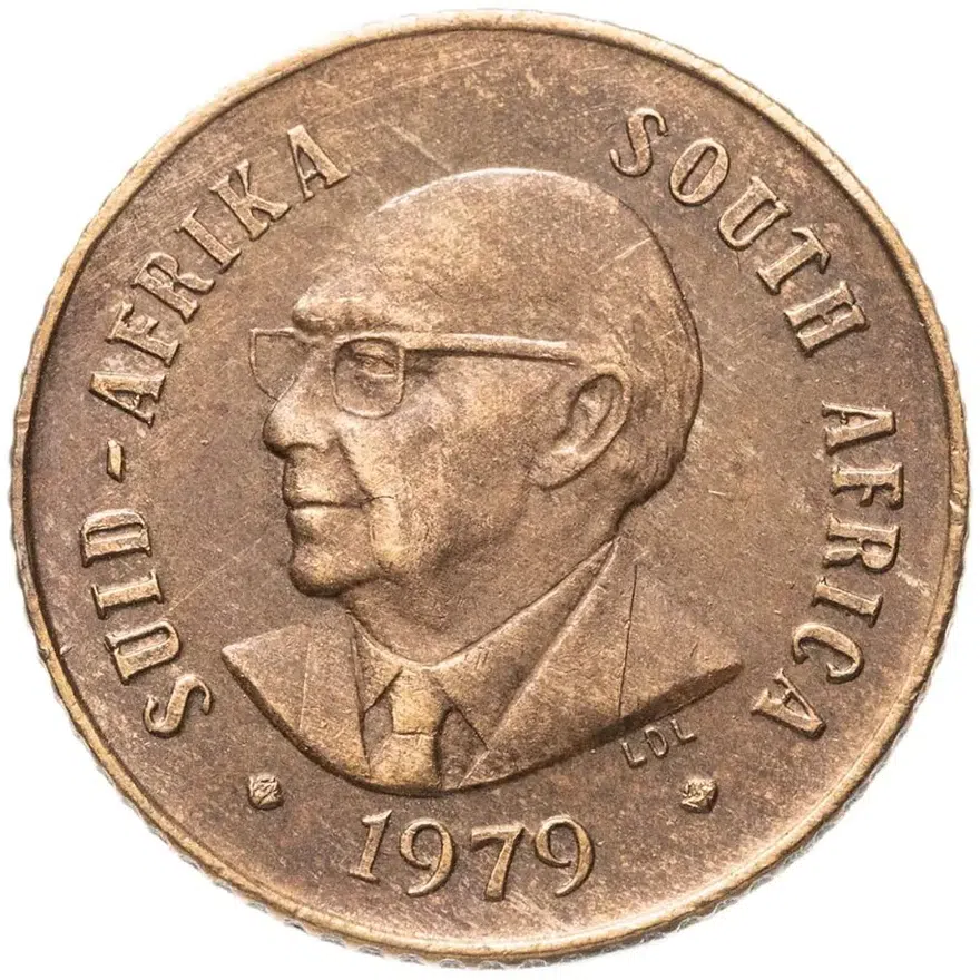 ЮАР 1 цент (cent) 1979  Окончание президентства Николааса Дидерихса, аверс