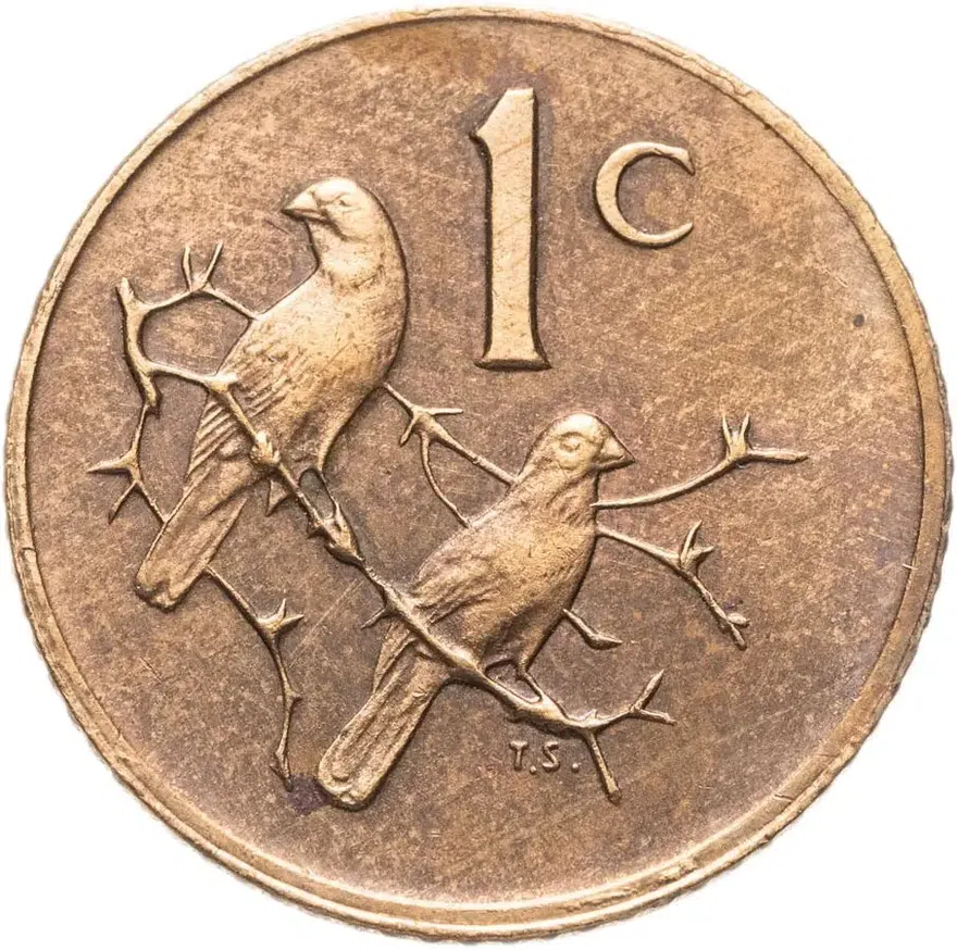 ЮАР 1 цент (cent) 1979  Окончание президентства Николааса Дидерихса, реверс