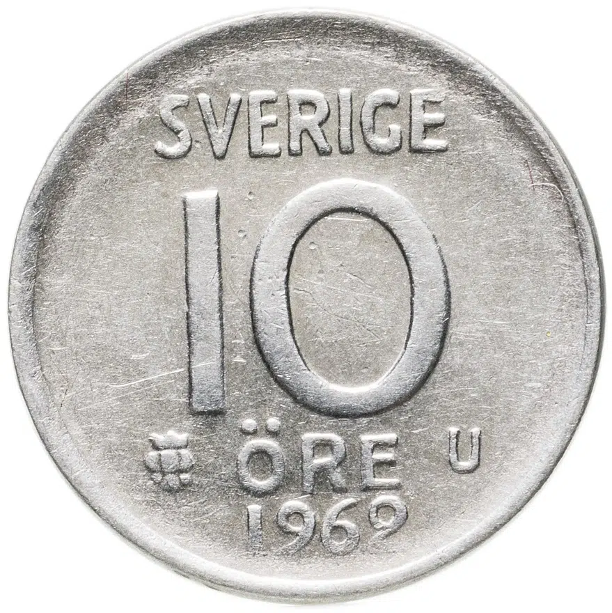 Швеция 10 эре (ore) 1962  Корона /Серебро/