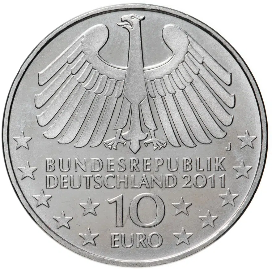 Германия 10 евро (euro) 2011 J 100 лет туннелю под Эльбой в Гамбурге медно-никелевый сплав, реверс