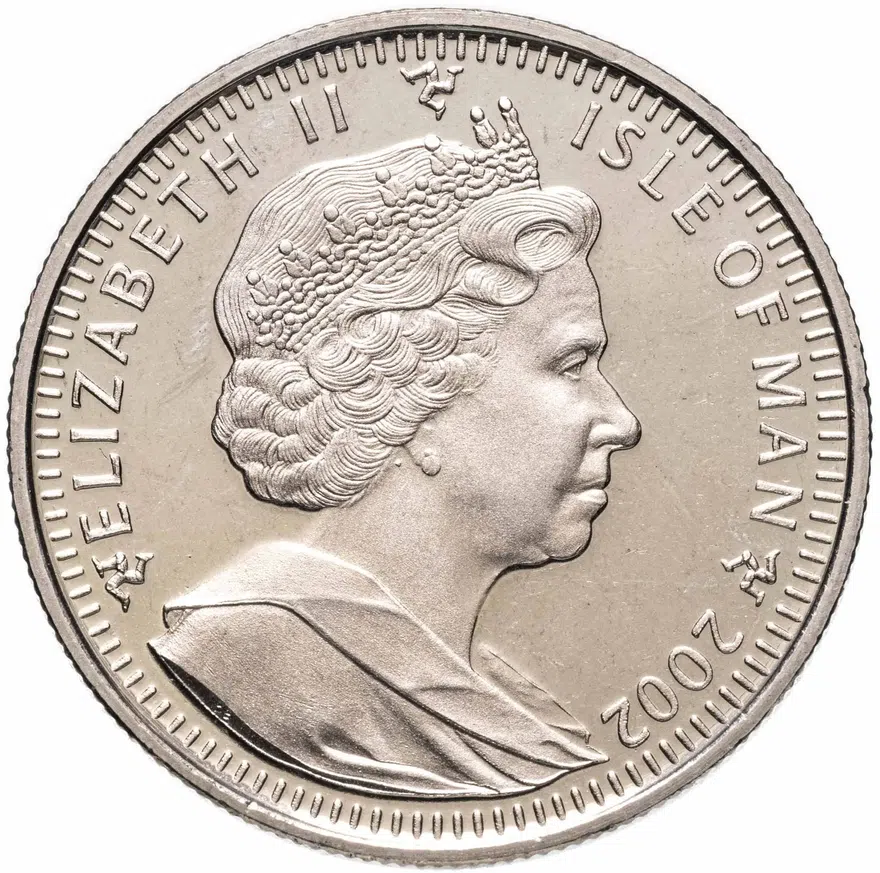 Остров Мэн 1 крона (crown) 2002  Чемпионат мира по футболу 2002, Япония-Корея /мяч внизу/, реверс