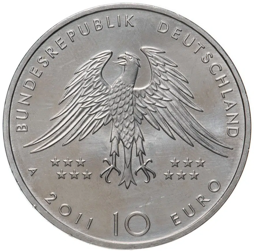 Германия 10 евро (euro) 2011 A 150 лет открытия археоптерикса, реверс