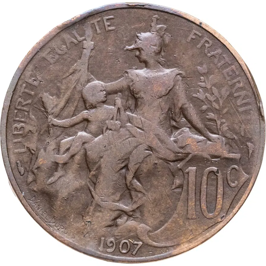 Франция 10 сантимов (centimes) 1907, аверс