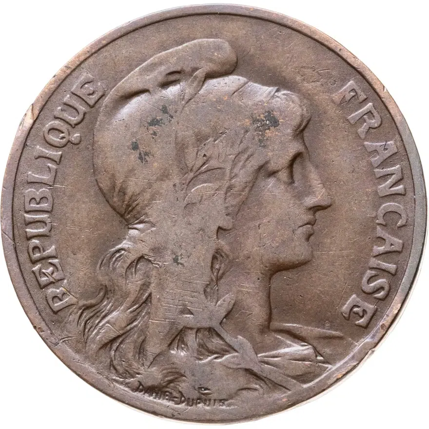 Франция 10 сантимов (centimes) 1907, реверс