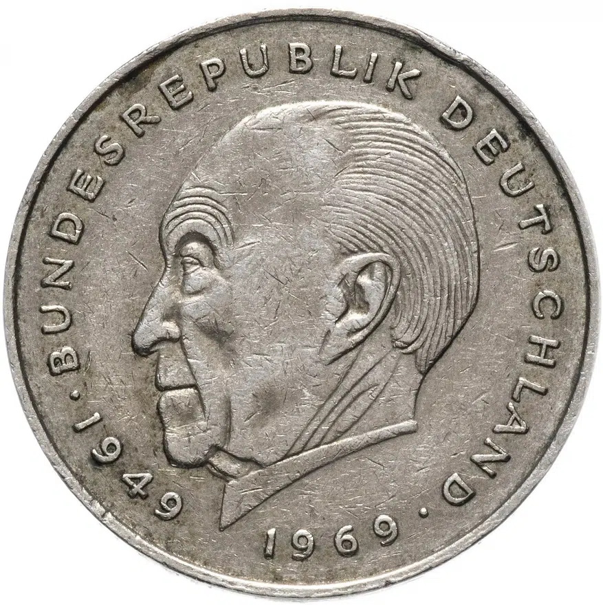 Германия 2 марки 1981 F  Конрад Аденауэр, 20 лет Федеративной Республике (1949-1969)
