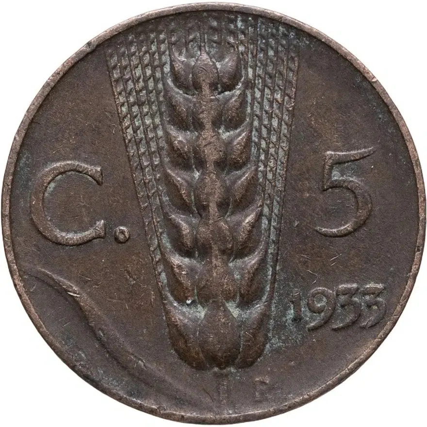 Италия 5 чентезимо (centesimi) 1933, аверс
