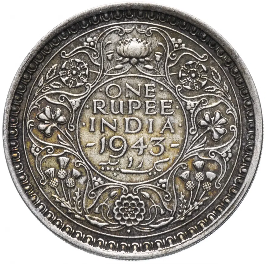 Индия (Британская) 1 рупия (rupee) 1943, реверс