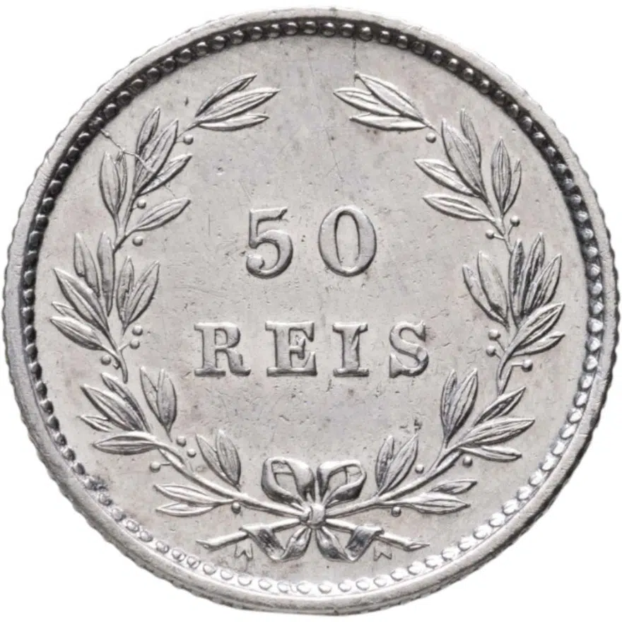 Португалия 50 реалов (рейс, reis) 1879, реверс
