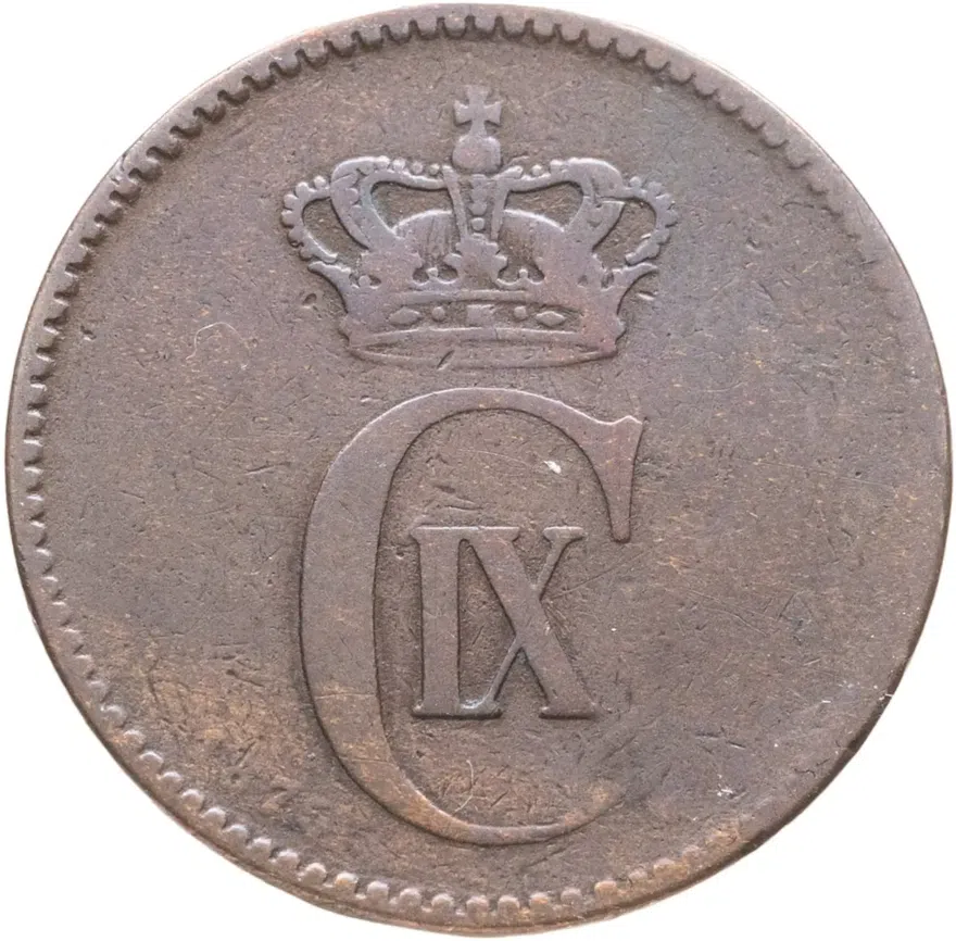 Дания 2 эре (ore) 1875, реверс