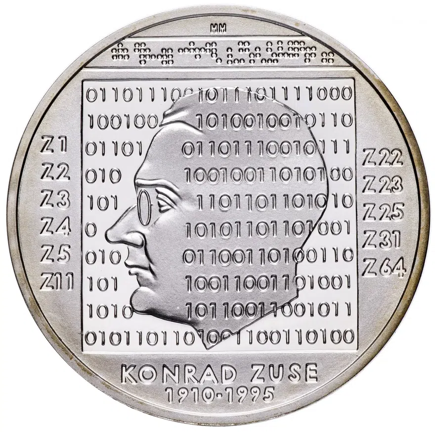 Германия 10 euro (евро) 2010 " 100 лет со дня рождения Конрада Цузе", реверс