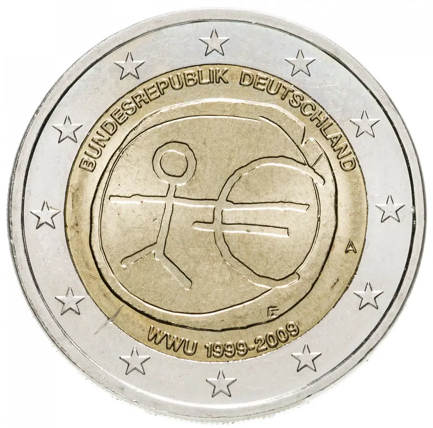 Германия 2 евро 2009 A "10 лет монетарной политики ЕС (EMU) и введения евро"