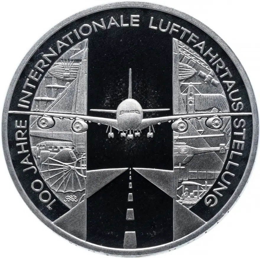 Германия 10 euro (евро) 2009 "100 лет Международному авиакосмическому салону ILA" (D)