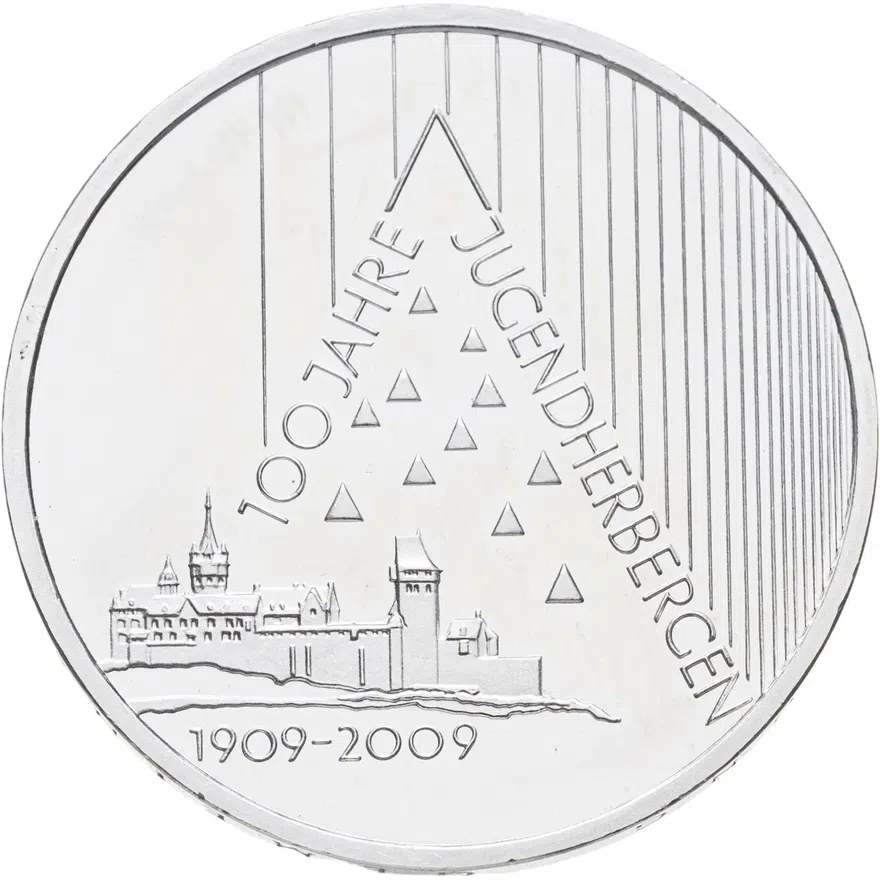 Германия 10 евро (euro) 2009 G "100 лет хостел-движению", реверс