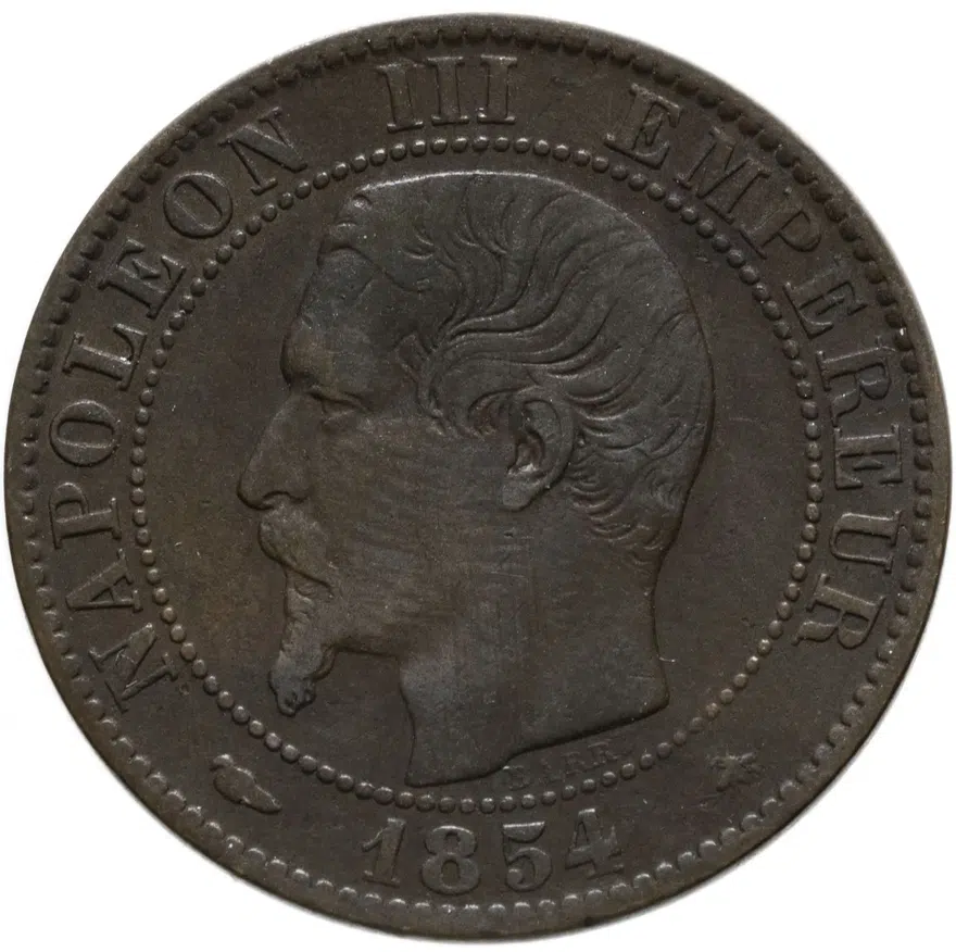 Франция 5 сантимов (centimes) 1854 BB