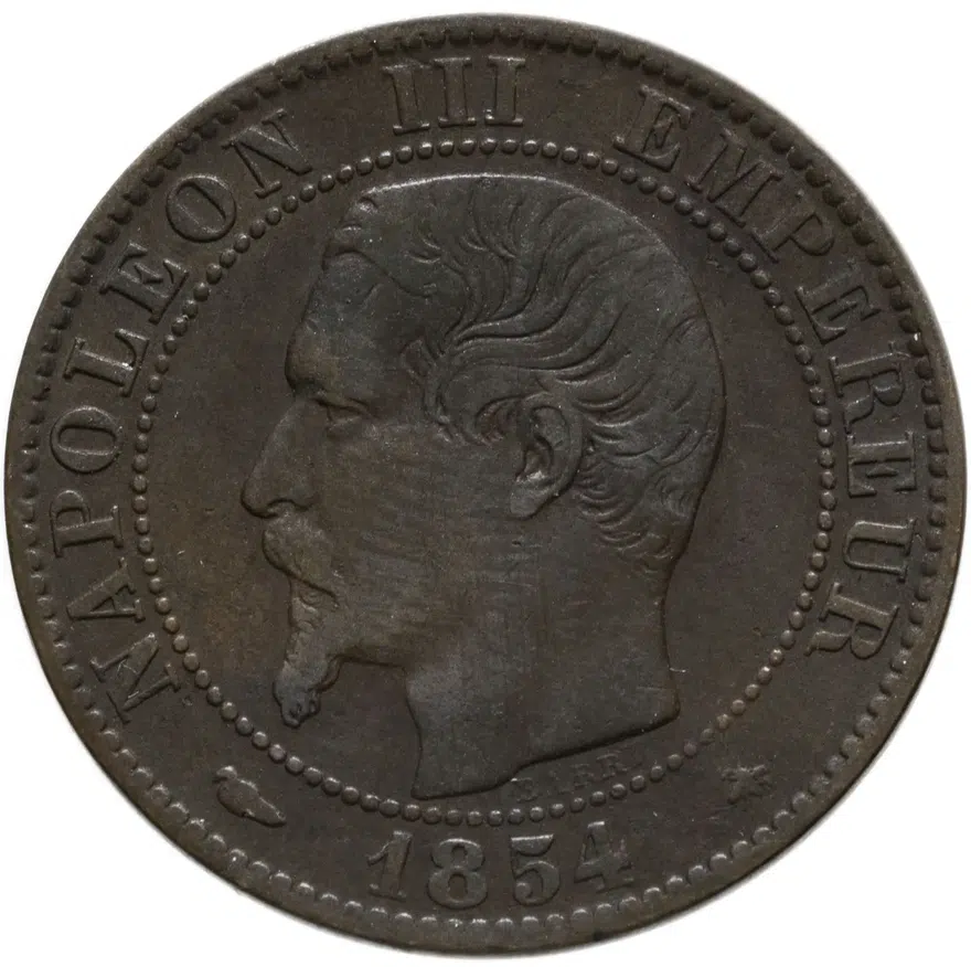 Франция 5 сантимов (centimes) 1854 BB, реверс