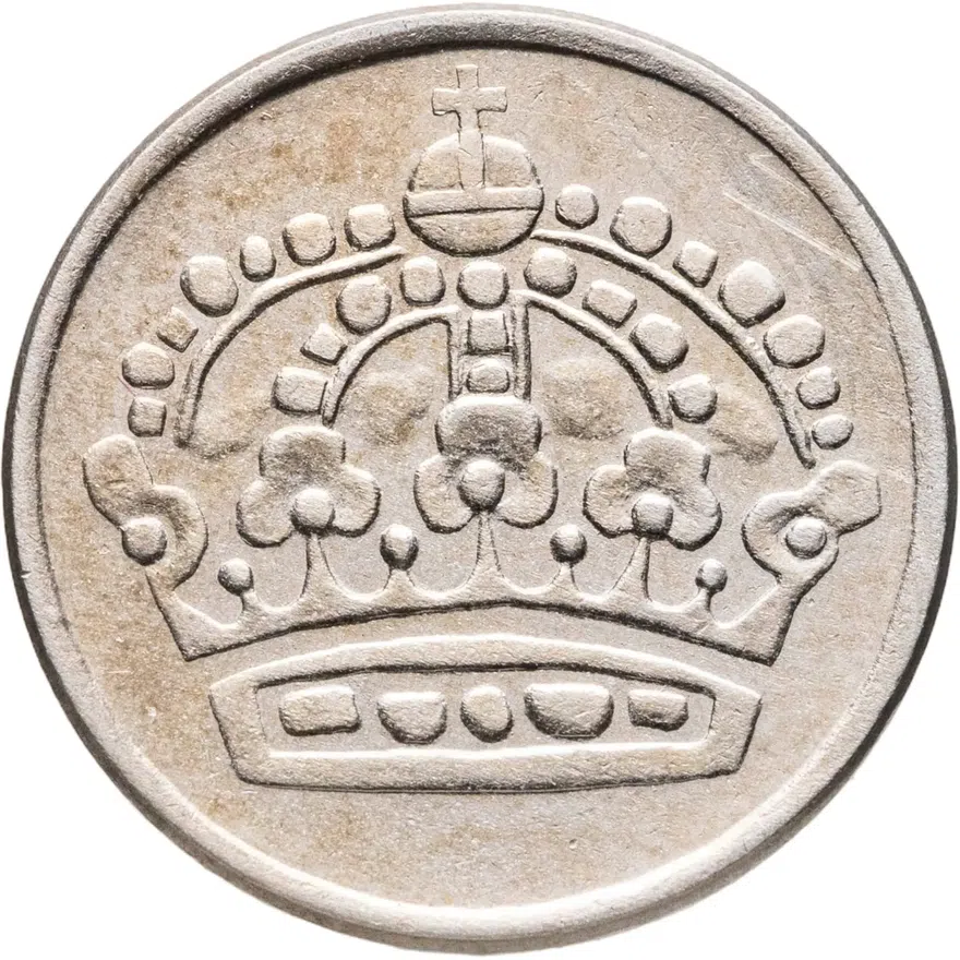 Швеция 25 эре (ore) 1961, реверс