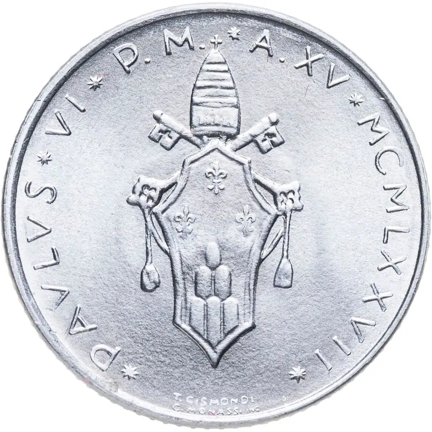 Ватикан 2 лиры (lire) 1977, реверс