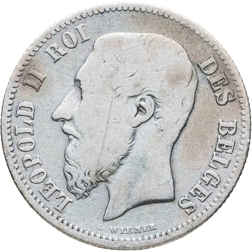Бельгия 50 сантимов (centimes) 1866  Надпись на французском - 'DES BELGES'