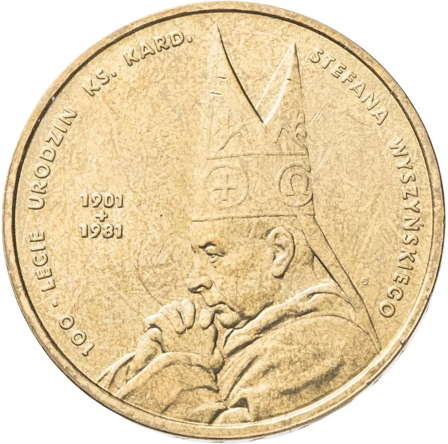 Польша 2 злотых (zlote) 2001  100 лет со дня рождения Стефана Вышинского, реверс