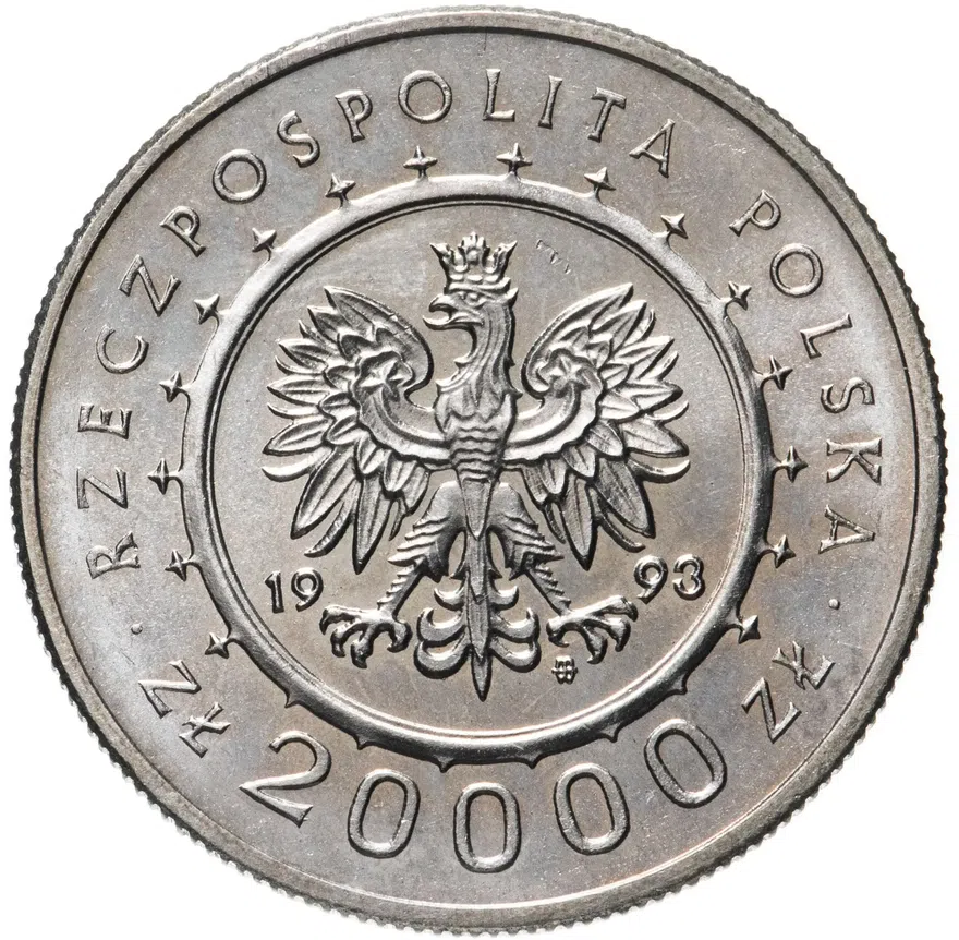Польша 20000 злотых (zlotych) 1993  Замок в Ланкусе, реверс