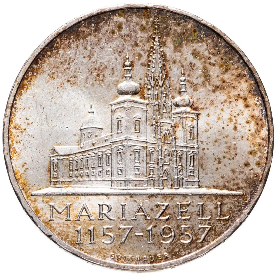 Австрия 25 шиллингов (shillings) 1957  800 лет Базилике Мариацелля