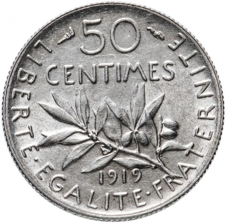 Франция 50 сантимов (centimes) 1919, аверс