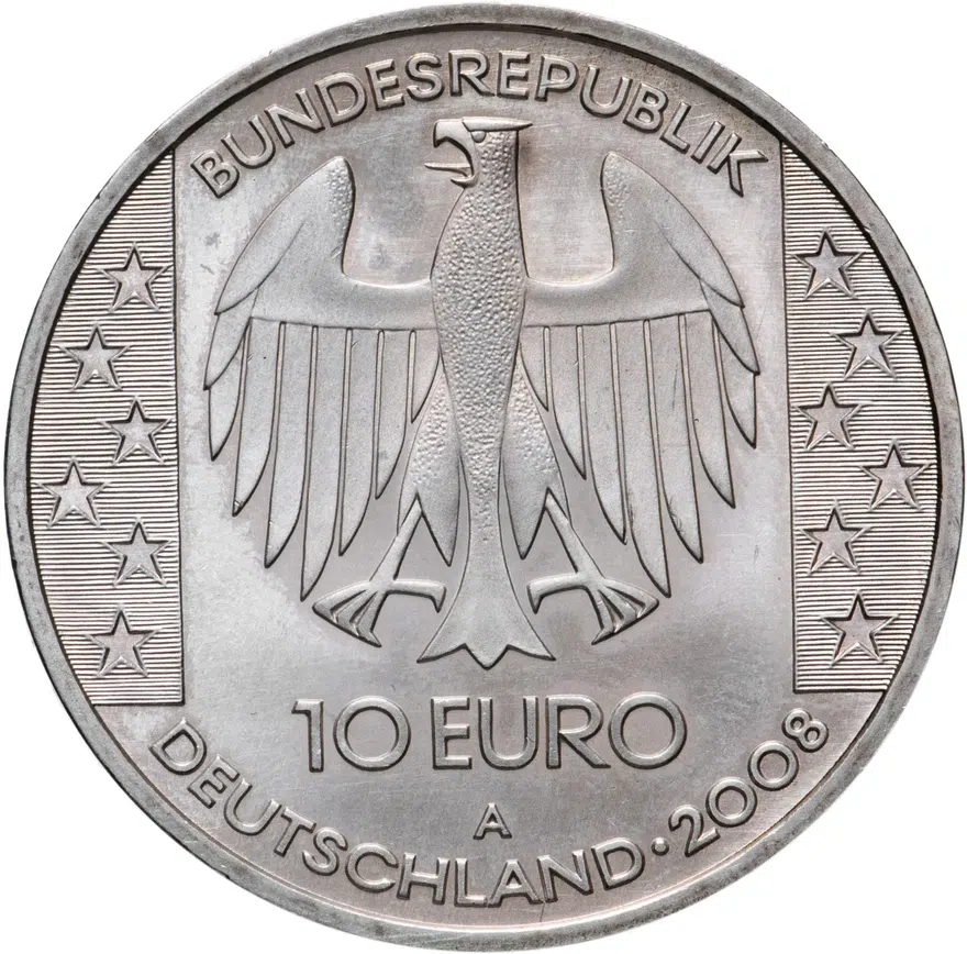 Германия 10 euro (евро) 2008 А "Небесный диск из Небры", реверс