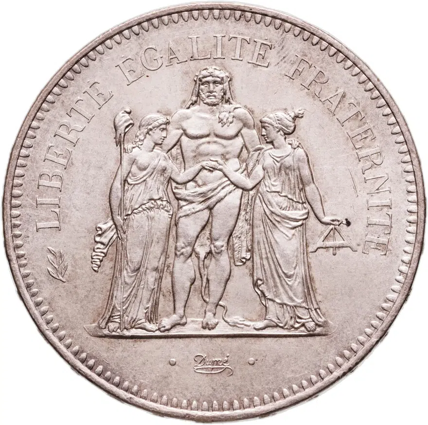 Франция 50 франков (francs) 1975, реверс