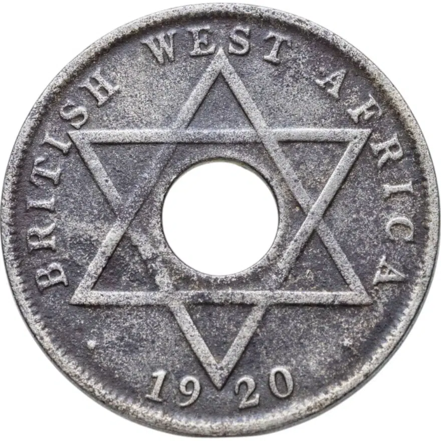 Британская Западная Африка 1/2 пенни (penny) 1920 знак монетного двора: "H" - Хитон, Бирмингем, реверс