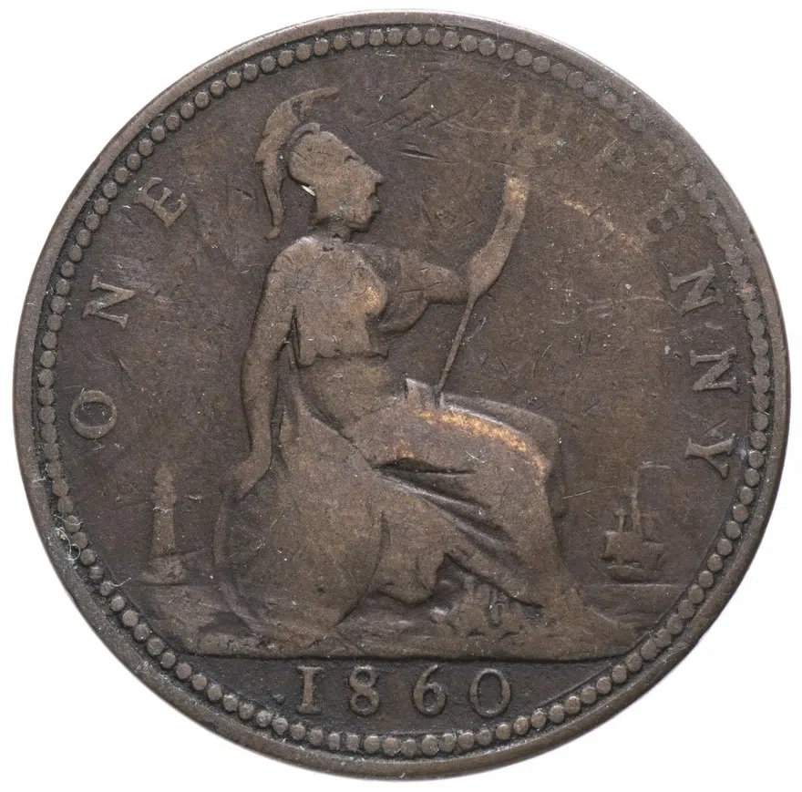 Великобритания 1 пенни (penny) 1860, реверс