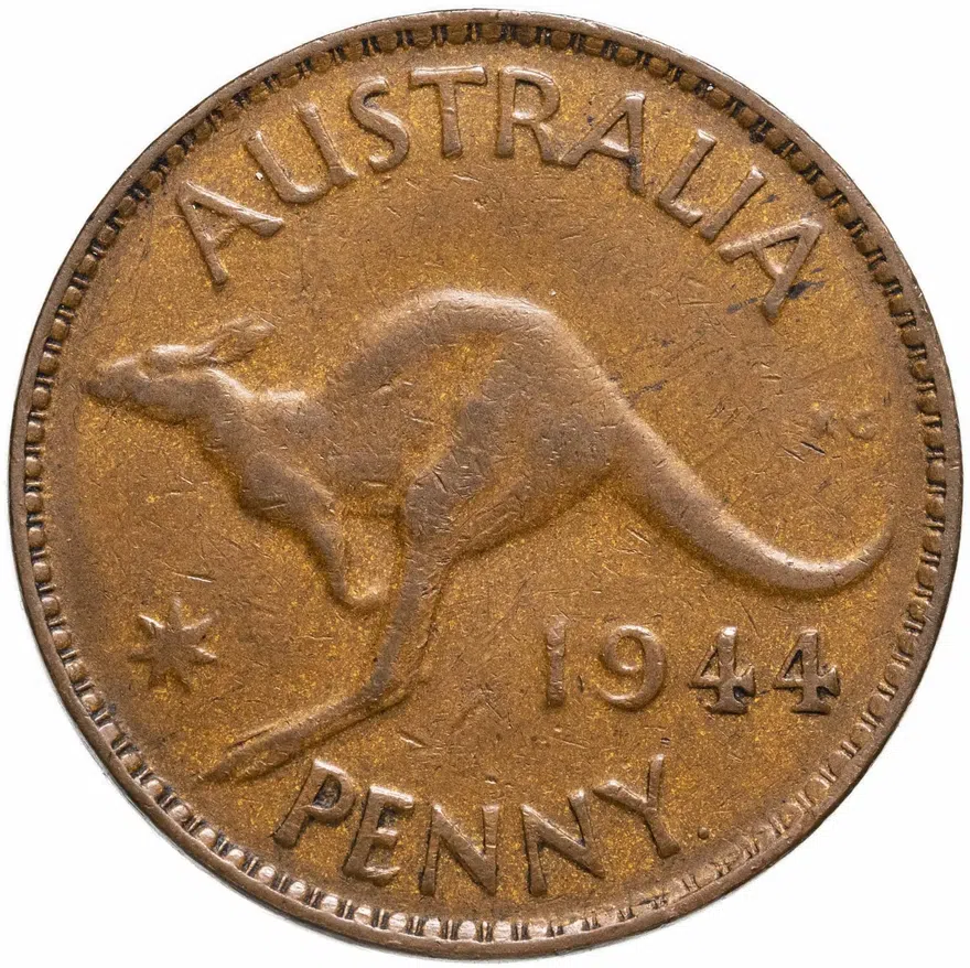 Австралия 1 пенни (penny) 1944 Точка после "PENNY", аверс