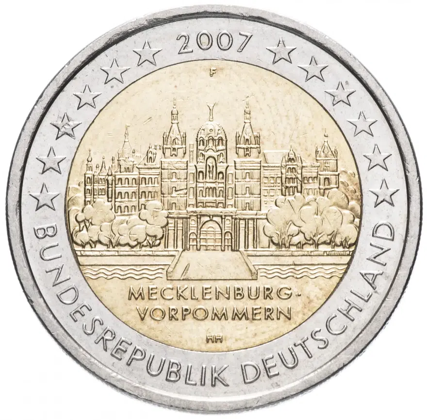 Германия 2 евро (euro) 2007 F "Федеральные земли Германии: Мекленбург - Передняя Померания"