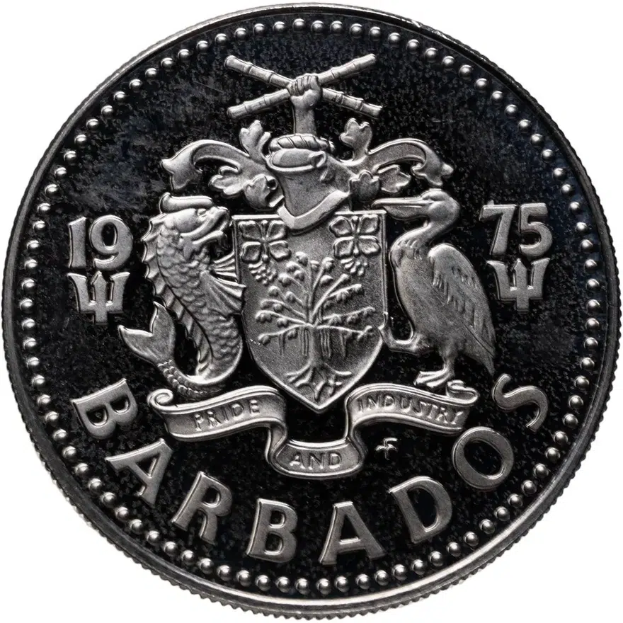 Барбадос 25 центов (cents) 1975, реверс