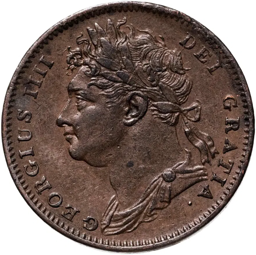 Великобритания 1 фартинг (farthing) 1825, реверс