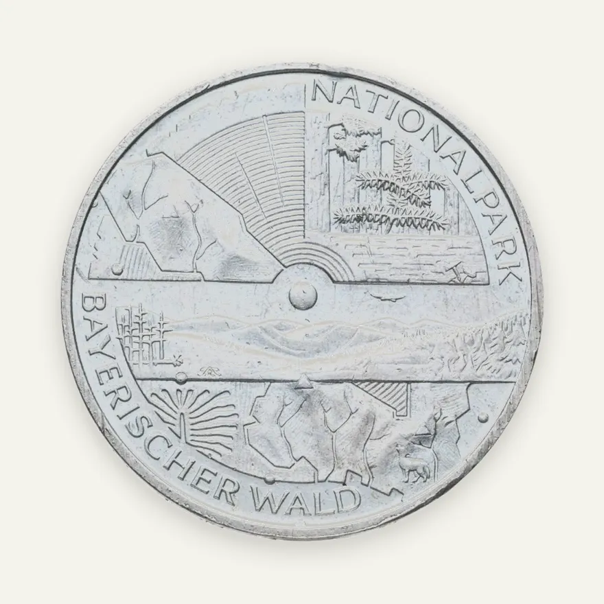 Германия  10 евро (euro) 2005 D Национальный парк Баварский Лес, реверс