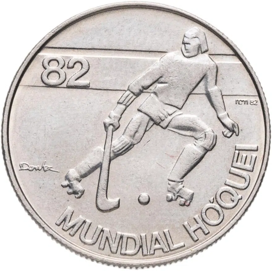 Португалия 2,5 эскудо (escudos) 1982  Чемпионат мира по хоккею на роликах, аверс