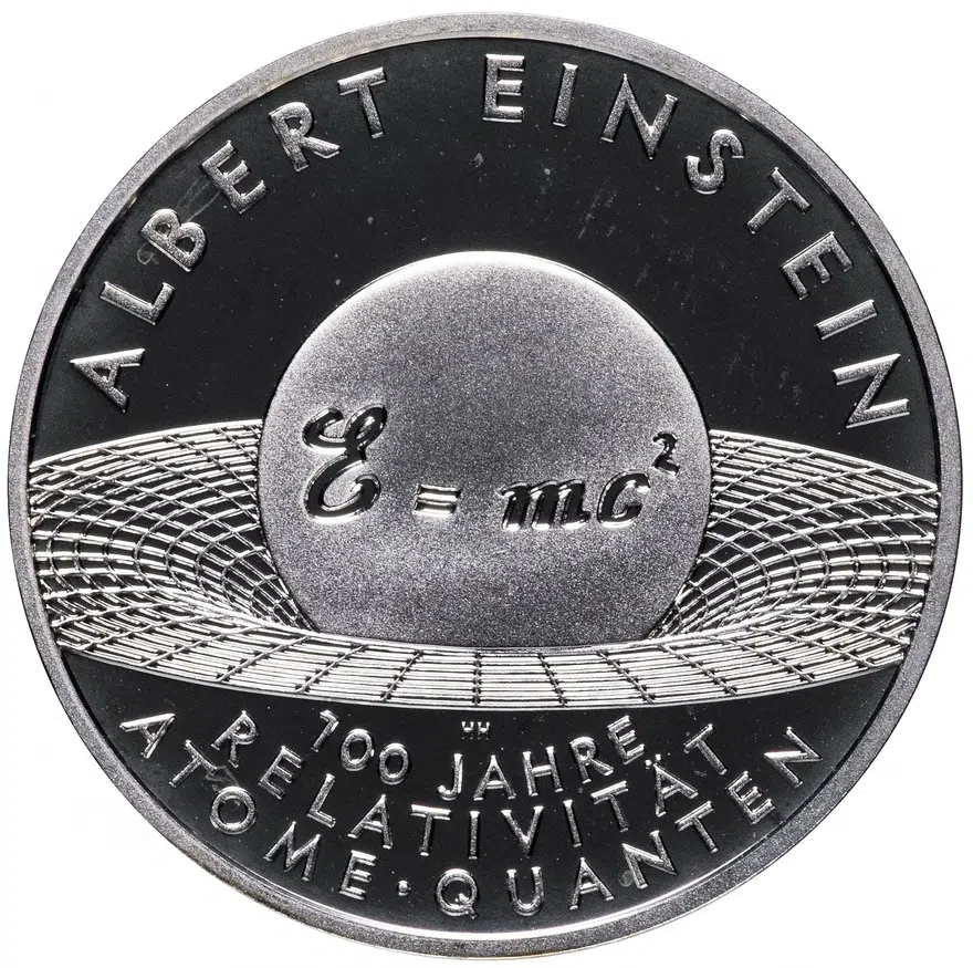 Германия 10 euro (евро) 2005 "Альберт Эйнштейн - 100 лет теории относительности", реверс