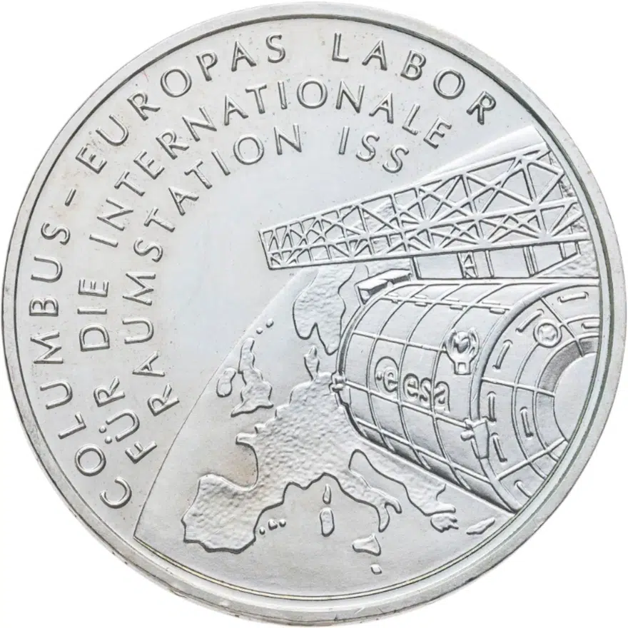 Германия  10 евро (euro) 2004 D модуль Коламбус - Международная космическая станция (МКС), реверс