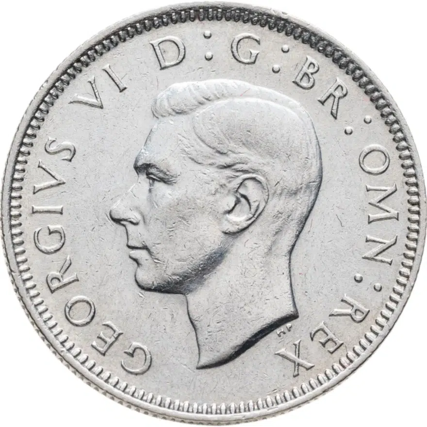 Великобритания 1 шиллинг (shilling) 1945  Шотландский шиллинг - лев, сидящий на короне, реверс