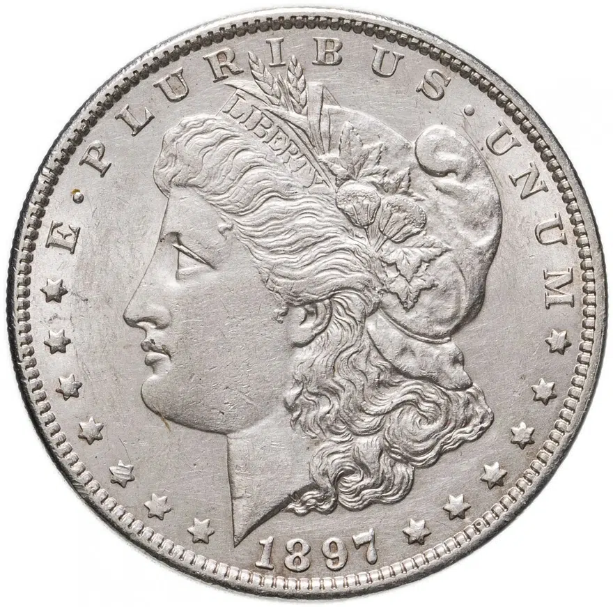 США 1 доллар (dollar) 1897  Доллар Моргана Без отметки монетного двора, аверс