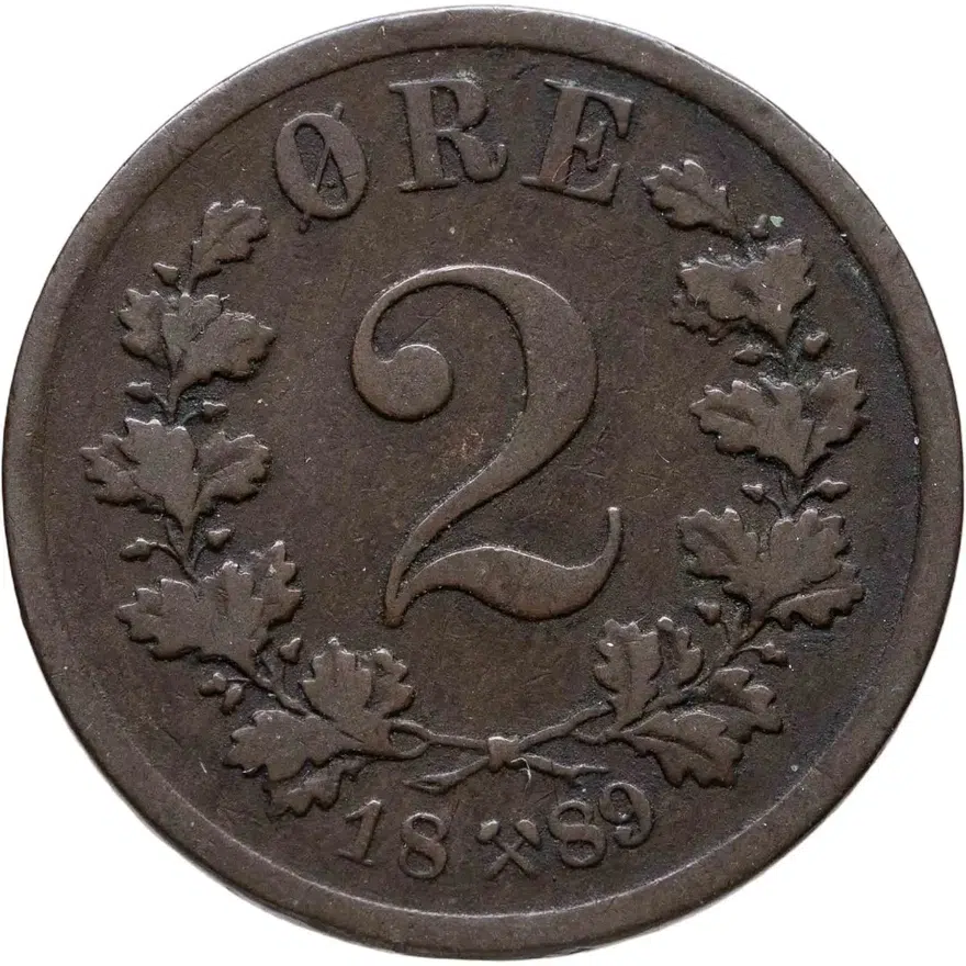 Норвегия 2 эре (ore) 1889