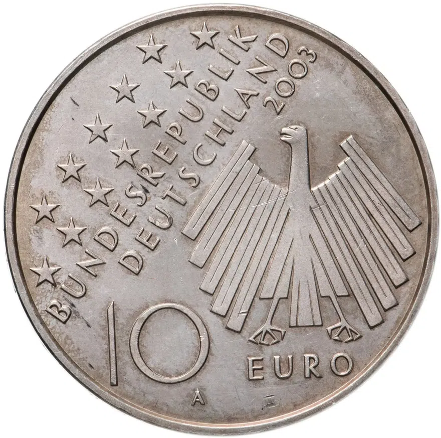 Германия 10 евро (euro) 2003 A 50-летие народного восстания 17 июня 1953 года, реверс