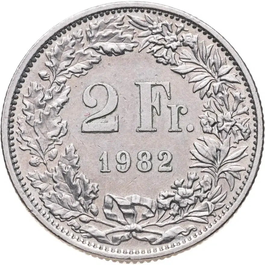 Швейцария 2 франка (francs) 1982