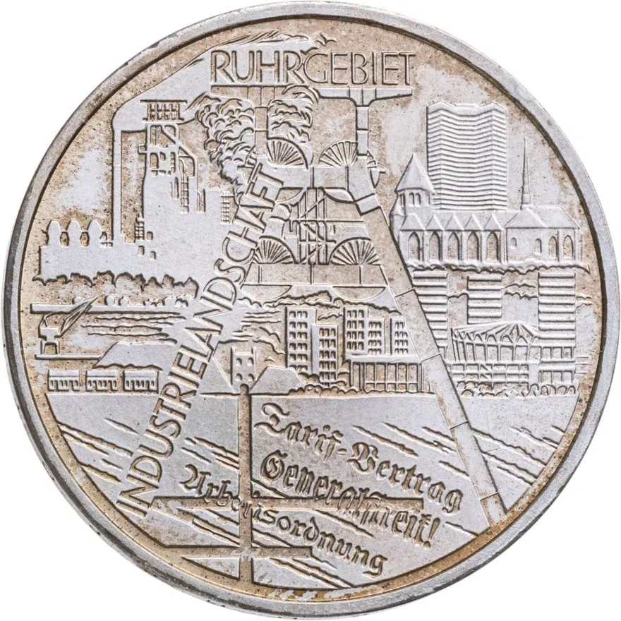 Германия  10 евро (euro) 2003 F индустриальный пейзаж Рура, реверс