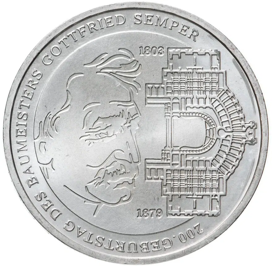 Германия 10 euro (евро) 2003 "200 лет со дня рождения Готфрида Земпера" G